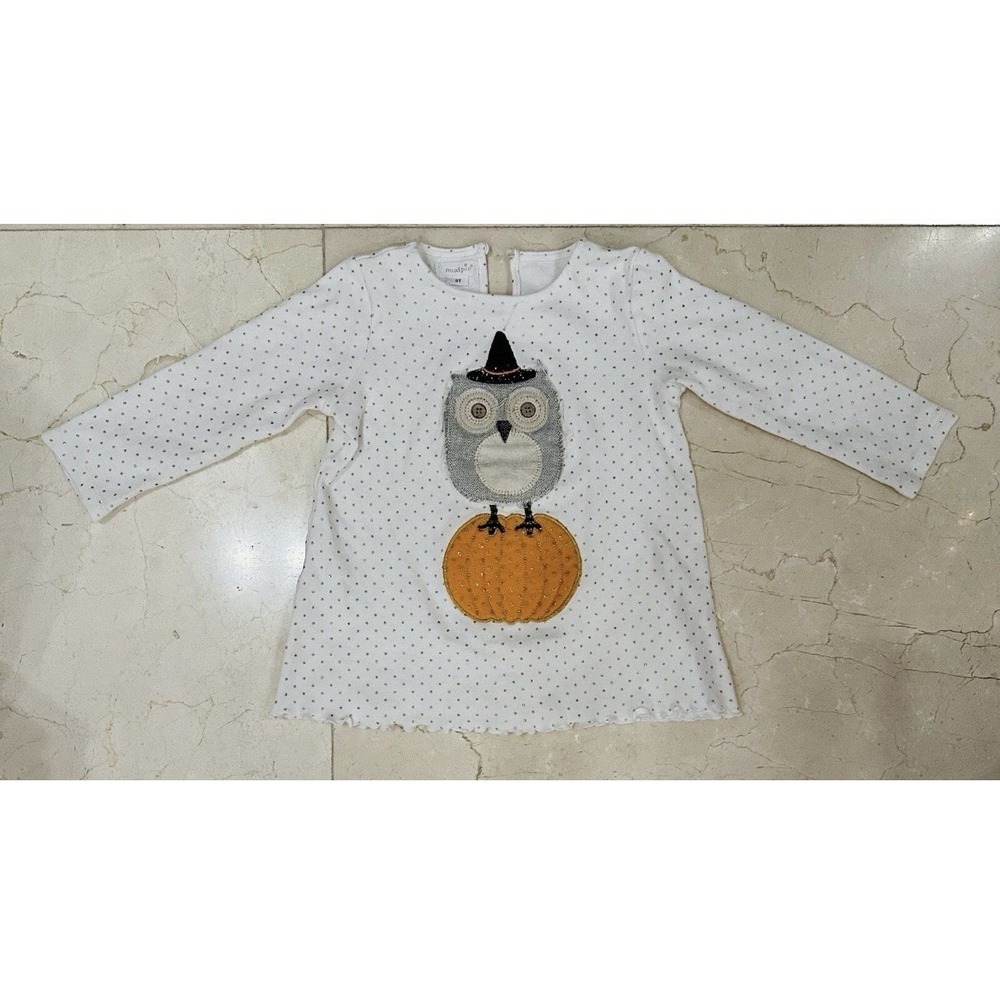 Mud Pie girl top long sleeve Halloween  Pumpkin size 5 T